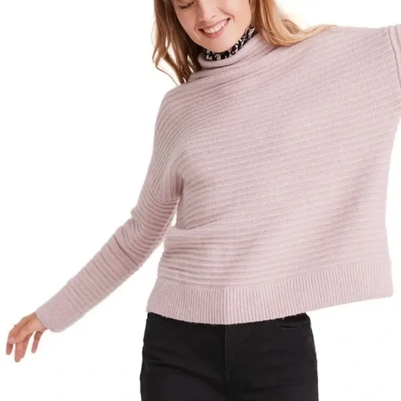 Madewell Wool Blend Sweater Women’s Size Small Mockneck Belmont Blush Pink Top S - Picture 2 of 10